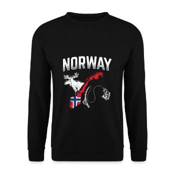 Norwegen Urlaub Norwegen Landkarte Angel Norwegen - Unisex Pullover - Schwarz - Vorne - Alina (178cm) & Michal (187cm)