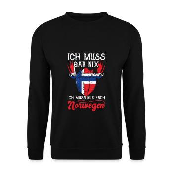 Oslo Ich muss gar nix ich muss nur nach Norwegen - Unisex Pullover - Schwarz - Vorne - Alina (178cm) & Michal (187cm)