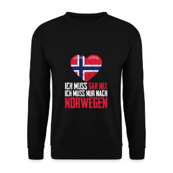 Skandinavien - Ich muss gar nix ich muss nur nach - Unisex Pullover - Schwarz - Vorne - Alina (178cm) & Michal (187cm)