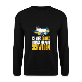 Skandinavien - Ich muss gar nix ich muss nur nach - Unisex Pullover - Schwarz - Vorne - Alina (178cm) & Michal (187cm)