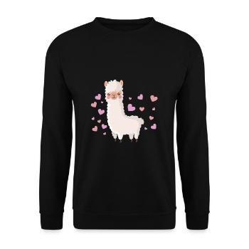 Llama Llama Love - Unisex Sweatshirt - black - Front - Alina (178cm) & Michal (187cm)