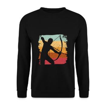 Bogenschütze Bogenschießen Bogensport - Unisex Pullover - Schwarz - Vorne - Alina (178cm) & Michal (187cm)