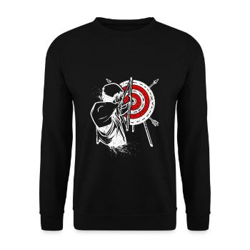 Bogenschütze Recurvebogen Bogenschießen Bogensport - Unisex Pullover - Schwarz - Vorne - Alina (178cm) & Michal (187cm)