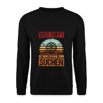 Bogenschießen Geschenk Bogenschützin Pfeil & Bogen - Unisex Pullover - Schwarz - Vorne - Alina (178cm) & Michal (187cm)