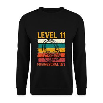 11.Geburtstag Jungen Video Gamer Level 11 freigesc - Unisex Pullover - Schwarz - Vorne - Alina (178cm) & Michal (187cm)