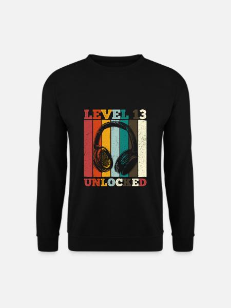 13.Geburtstag Jungen Video Gamer Level 13 Unlocked - Unisex Pullover - Schwarz