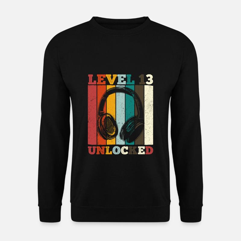 13.Geburtstag Jungen Video Gamer Level 13 Unlocked - Unisex Pullover - Schwarz