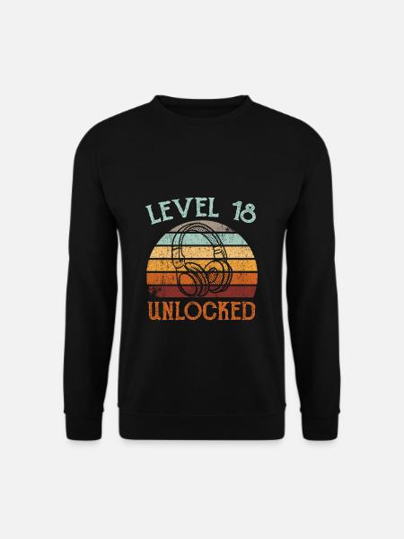 18.Geburtstag Gaming Video Gamer Level 18 Unlocked - Unisex Pullover - Schwarz
