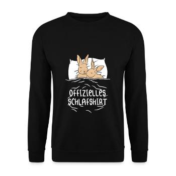 Offizielles Schlafshirt Hase Kanninchen Schlafanzu - Unisex Pullover - Schwarz - Vorne - Alina (178cm) & Michal (187cm)
