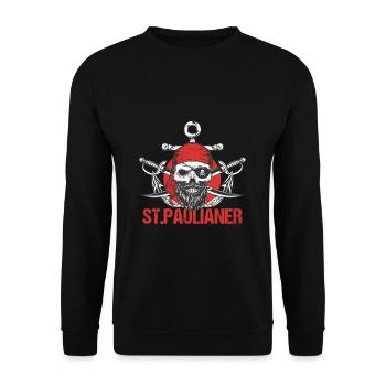 St. Paulaner Hamburg Fan St Pauli Fußball Trikot - Unisex Pullover - Schwarz - Vorne - Alina (178cm) & Michal (187cm)