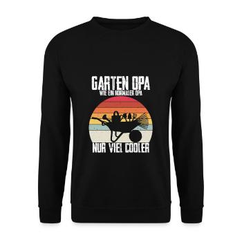 Garten Opa - wie ein normaler Opa nur viel cooler - Unisex Pullover - Schwarz - Vorne - Alina (178cm) & Michal (187cm)