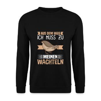 Aus dem Weg ich Muss zu meinen Wachteln - Unisex Pullover - Schwarz - Vorne - Alina (178cm) & Michal (187cm)