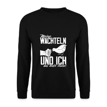 Meine Wachteln und ich - Das Beste Team! Wachtelha - Unisex Pullover - Schwarz - Vorne - Alina (178cm) & Michal (187cm)