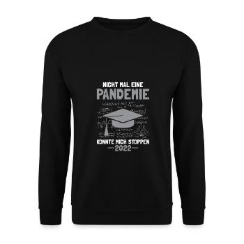 Uni Abschluss 2022 Pandemie Bachelor Master - Unisex Pullover - Schwarz - Vorne - Alina (178cm) & Michal (187cm)