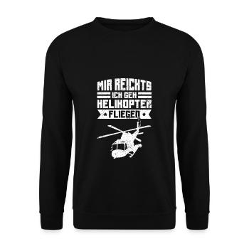 Helikopter Mir reichts ich geh Helikopter fliegen - Unisex Pullover - Schwarz - Vorne - Alina (178cm) & Michal (187cm)