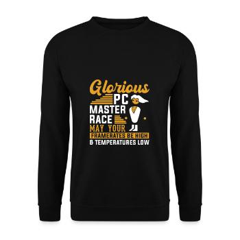 PC Master Race CPU Framerate Computer Gaming - Unisex Pullover - Schwarz - Vorne - Alina (178cm) & Michal (187cm)