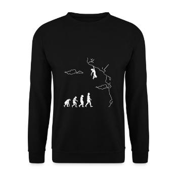 Klettern Bouldern Evolution Bergsteigen Kletterer - Unisex Pullover - Schwarz - Vorne - Alina (178cm) & Michal (187cm)