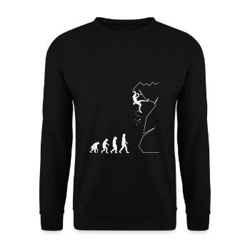Klettern Bouldern Evolution Bergsteigen Kletterer - Unisex Pullover - Schwarz - Vorne - Alina (178cm) & Michal (187cm)
