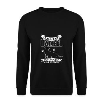 Dackel Rauhaardackel, der coolste Hund der Welt - Unisex Pullover - Schwarz - Vorne - Alina (178cm) & Michal (187cm)