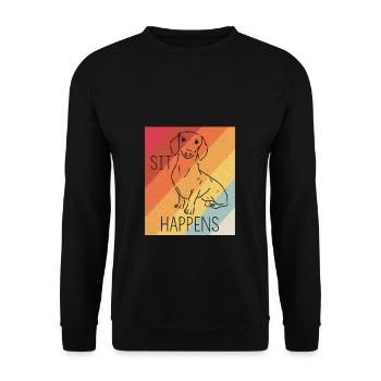 Dachshund Dackel Rauhaardackel Sit Happens Hundeli - Unisex Pullover - Schwarz - Vorne - Alina (178cm) & Michal (187cm)