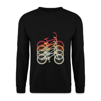 BMX cooles Retro Fan Geschenk Motiv für Junge Mädc - Unisex Pullover - Schwarz - Vorne - Alina (178cm) & Michal (187cm)