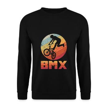 BMX Vintage Fahrrad Fans Kinder Geschenk Jungs BMX - Unisex Pullover - Schwarz - Vorne - Alina (178cm) & Michal (187cm)