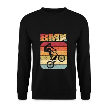 BMX cooles Retro Fan Geschenk Motiv für Junge Mädc - Unisex Pullover - Schwarz - Vorne - Alina (178cm) & Michal (187cm)