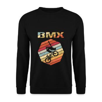 BMX cooles Retro Fan Geschenk Motiv für Junge Mädc - Unisex Pullover - Schwarz - Vorne - Alina (178cm) & Michal (187cm)
