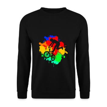 BMX cooles Retro Fan Geschenk Motiv für Junge Mädc - Unisex Pullover - Schwarz - Vorne - Alina (178cm) & Michal (187cm)