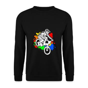 BMX cooles Retro Fan Geschenk Motiv für Junge Mädc - Unisex Pullover - Schwarz - Vorne - Alina (178cm) & Michal (187cm)