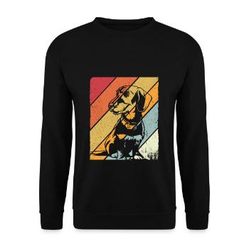 Dackel Dackelhund Hunde Silhouette Retro Vintage G - Unisex Pullover - Schwarz - Vorne - Alina (178cm) & Michal (187cm)