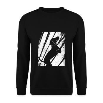 Dackel Dachshund Silhouette Retro Vintage Motiv - Unisex Pullover - Schwarz - Vorne - Alina (178cm) & Michal (187cm)