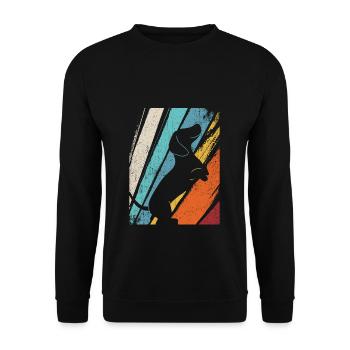 Dackel Dackelhund Hunde Silhouette Retro Vintage G - Unisex Pullover - Schwarz - Vorne - Alina (178cm) & Michal (187cm)