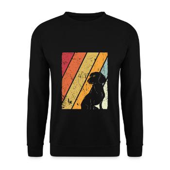 Dackel Dackelhund Hunde Silhouette Retro Vintage G - Unisex Pullover - Schwarz - Vorne - Alina (178cm) & Michal (187cm)