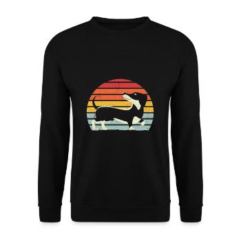 Dackel Dackelhund Hunde Silhouette Retro Vintage G - Unisex Pullover - Schwarz - Vorne - Alina (178cm) & Michal (187cm)