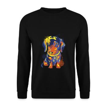 Dachshund Dackel Rauhaardackel Kunst für Hundelieb - Unisex Pullover - Schwarz - Vorne - Alina (178cm) & Michal (187cm)