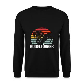 Dachshund Dackel Rauhaardackel Rudelführer Hundeli - Unisex Pullover - Schwarz - Vorne - Alina (178cm) & Michal (187cm)