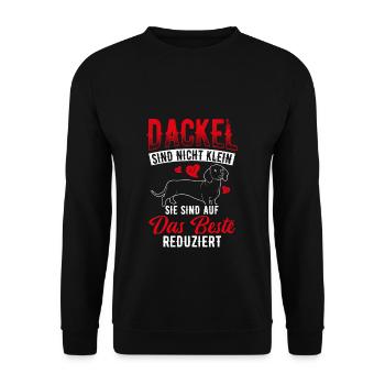 Dackel sind auf das Beste Reduziert Dackel Geschen - Unisex Pullover - Schwarz - Vorne - Alina (178cm) & Michal (187cm)