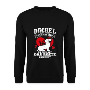 Dackel sind auf das Beste Reduziert Dackel Geschen - Unisex Pullover - Schwarz - Vorne - Alina (178cm) & Michal (187cm)