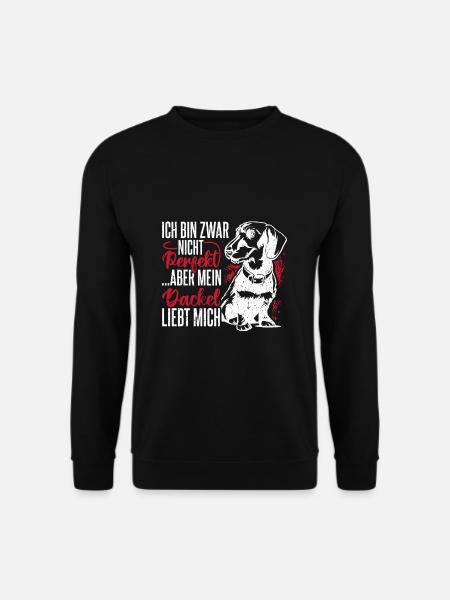 Ich bin zwar nicht perfekt aber mein Dackel liebt - Unisex Pullover - Schwarz