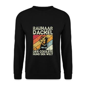 Dackel Rauhaardackel, der coolste Hund der Welt - Unisex Pullover - Schwarz - Vorne - Alina (178cm) & Michal (187cm)