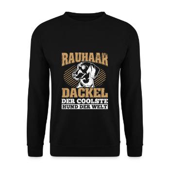 Dackel Rauhaardackel, der coolste Hund der Welt Sp - Unisex Pullover - Schwarz - Vorne - Alina (178cm) & Michal (187cm)