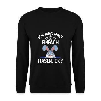 Hase Häschen - Ich mag halt einfach Hasen Ok? - Unisex Pullover - Schwarz - Vorne - Alina (178cm) & Michal (187cm)