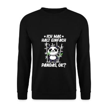 Panda - Ich mag halt einfach Panda Ok? - Unisex Pullover - Schwarz - Vorne - Alina (178cm) & Michal (187cm)