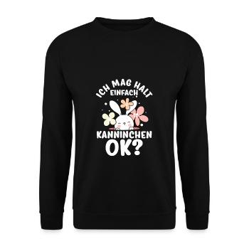 Häschen Kaninchen - Ich mag halt einfach Kaninchen - Unisex Pullover - Schwarz - Vorne - Alina (178cm) & Michal (187cm)