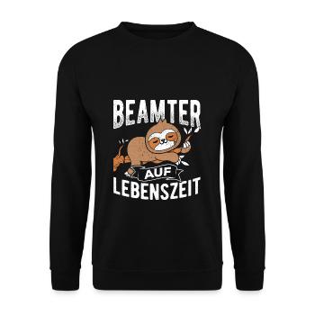 Beamter auf Lebenszeit - Beamter Kaffee Job Gesche - Unisex Pullover - Schwarz - Vorne - Alina (178cm) & Michal (187cm)