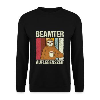 Beamter auf Lebenszeit - Beamter Kaffee Job Gesche - Unisex Pullover - Schwarz - Vorne - Alina (178cm) & Michal (187cm)
