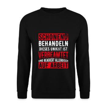 Beamter Schonend behandeln reagiert allergisch auf - Unisex Pullover - Schwarz - Vorne - Alina (178cm) & Michal (187cm)