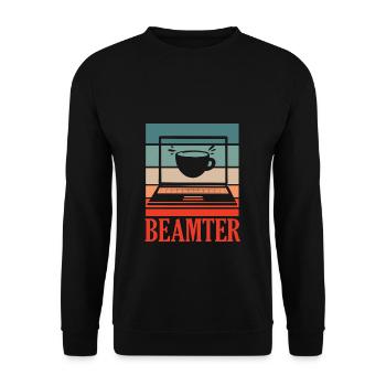 Beamter auf Lebenszeit - Beamter Kaffee Geschenk - Unisex Pullover - Schwarz - Vorne - Alina (178cm) & Michal (187cm)