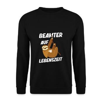 Beamter auf Lebenszeit - Beamter Kaffee Design Ges - Unisex Pullover - Schwarz - Vorne - Alina (178cm) & Michal (187cm)